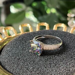 Elegant Sterling Silver Ring with Iridescent Mystic Topaz Stone